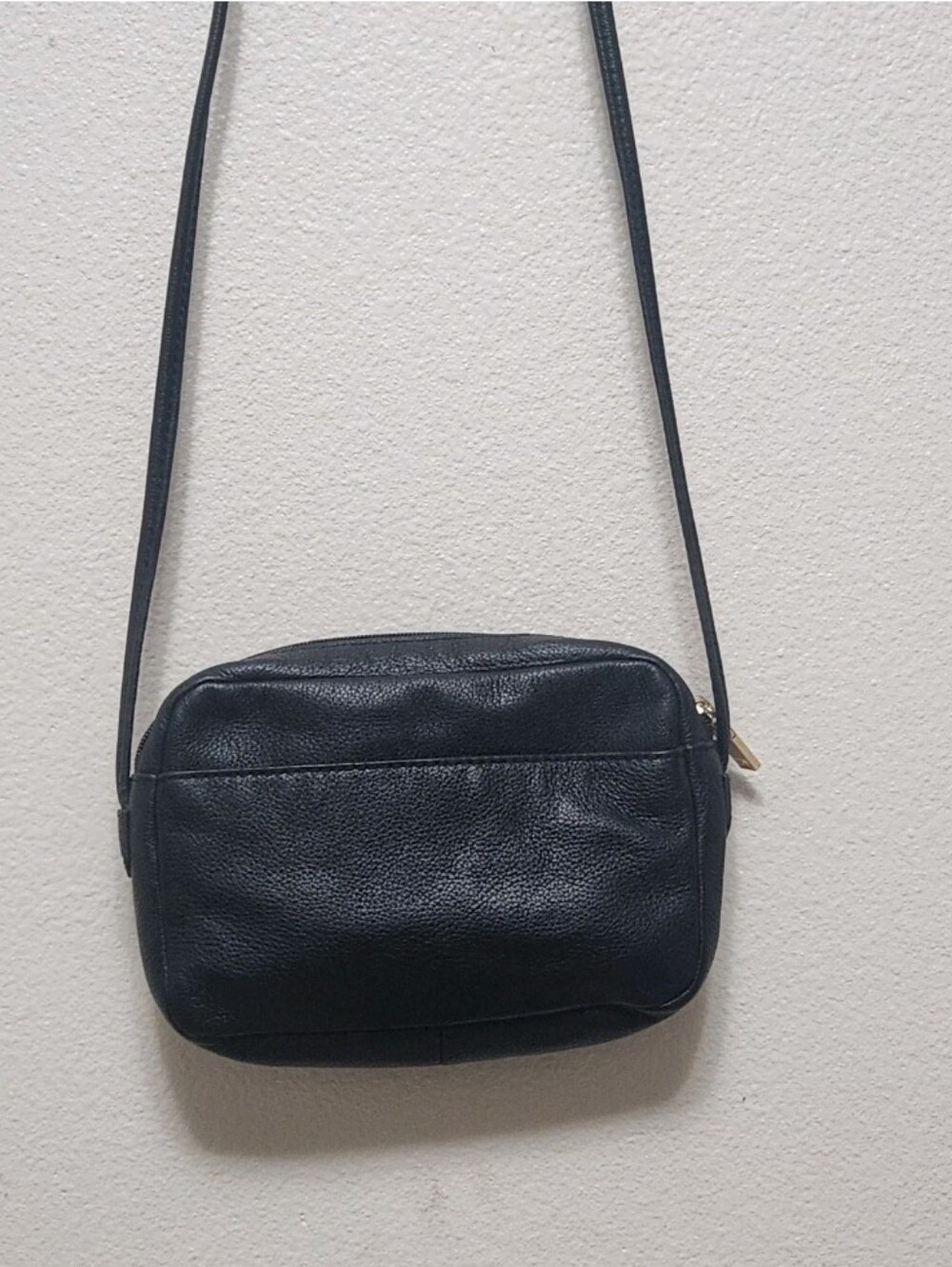 Vtg Fossil Black Pebbled Cowhide Leather Crossbody Shoulder Bag Classic 8x6x3 - Picture 4 of 16